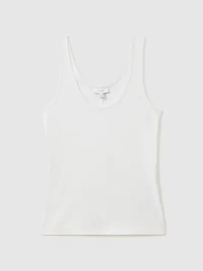 Scoop Neck Jersey Vest Top in White