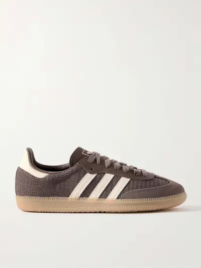 Samba Og Leather and Suede-Trimmed Crochet Sneakers