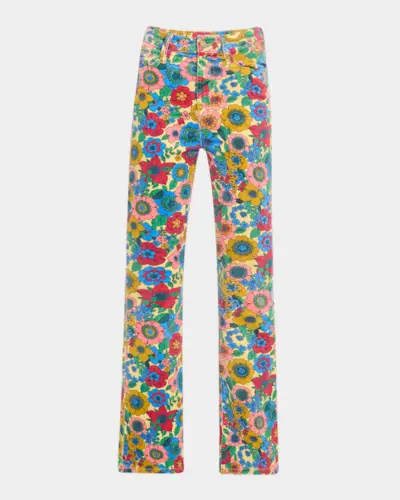Mother The High-Waisted Weekender Skimp Floral Jeans