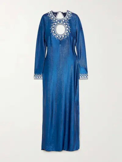 Embellished Cutout Lurex Maxi Dress