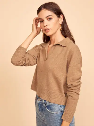 The Reformation + Cashmere Polo Sweater