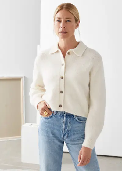 & Other Stories + Wool Blend Tortoise Button Cardigan