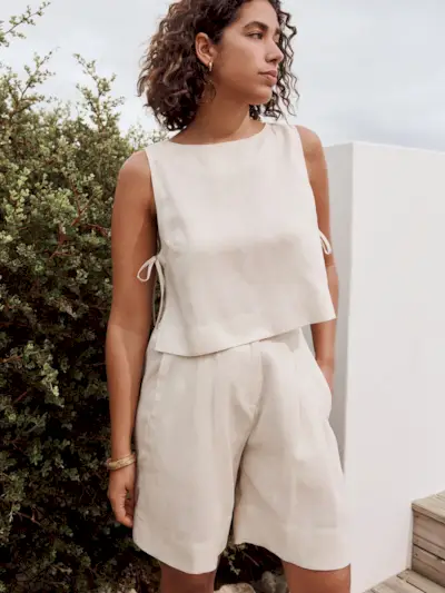 Natural 100% Linen Shell Top