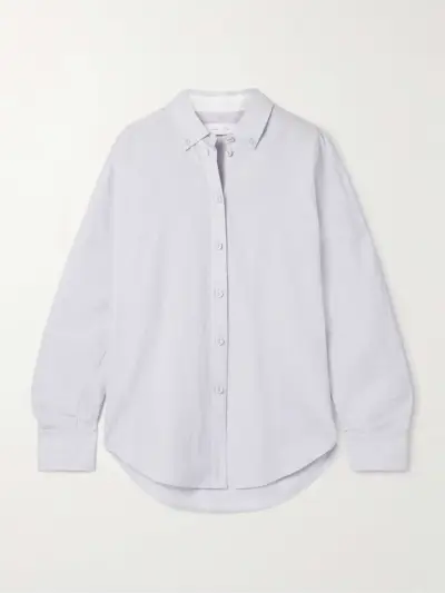 Caroline Striped Cotton and Linen-Blend Oxford Shirt