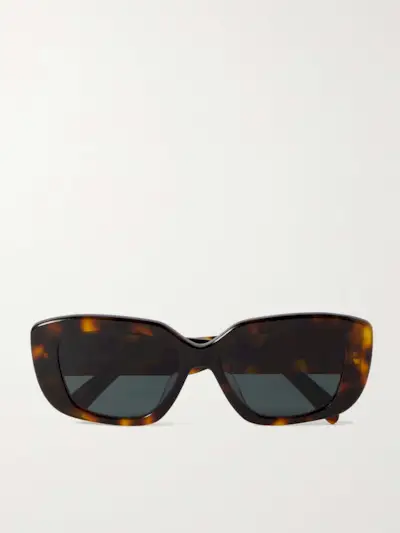 Triomphe Rectangular-Frame Tortoiseshell Acetate Sunglasses