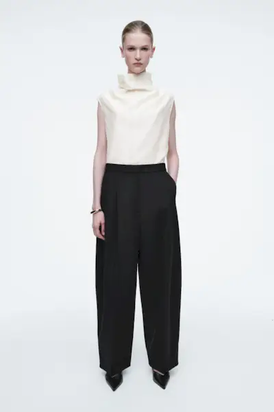 Wool-Blend Wide-Leg Trousers