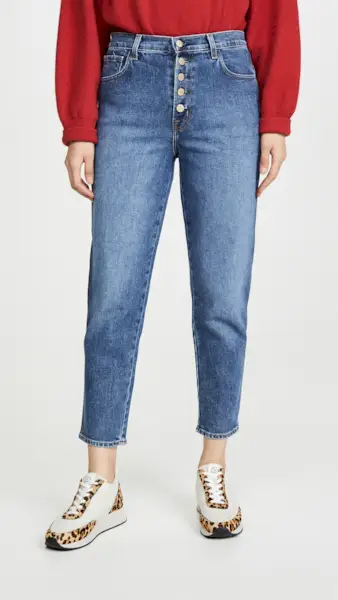 J Brand + Heather High Rise Button Fly Jeans