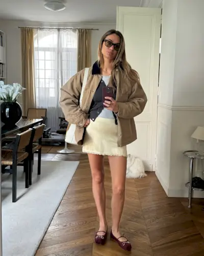 Influencer wearing affordable spring outfit