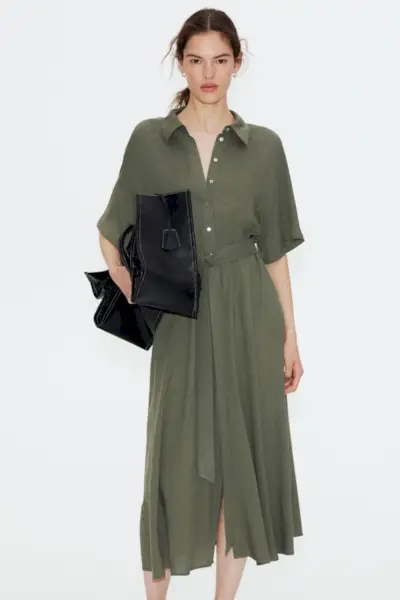 Tie-Belt Shirt Dress
