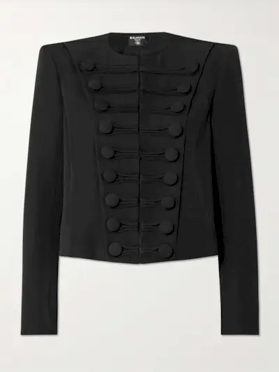 Spencer Button-Embellished Grain De Poudre Wool Jacket