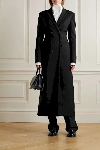 The Row + Evy Double-Breasted Wool and Mohair-Blend Coat