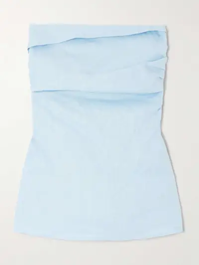 Boe Strapless Gathered Shirred Linen Tunic