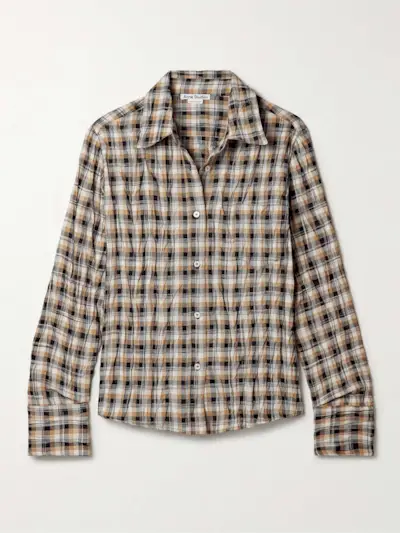 Checked Crinkled-Twill Shirt
