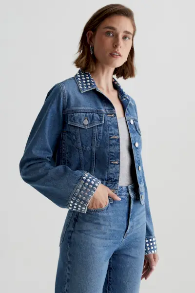 AG Jeans Isa Studded Denim Jacket