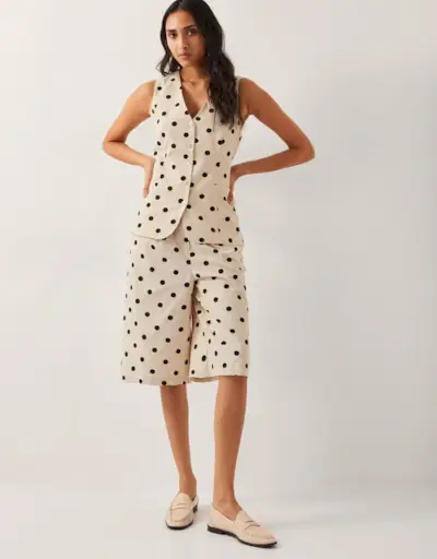 Isabel Polka Dot Waistcoat Ivory