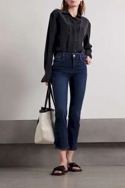 Frame + Le High Cropped Straight-Leg Jeans