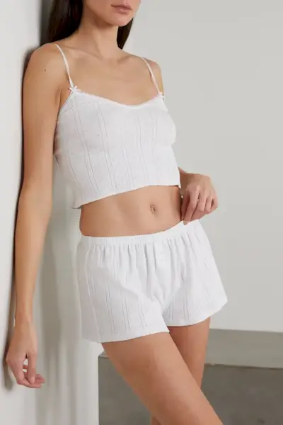 Cou Cou + Pointelle-Knit Organic Cotton Shorts