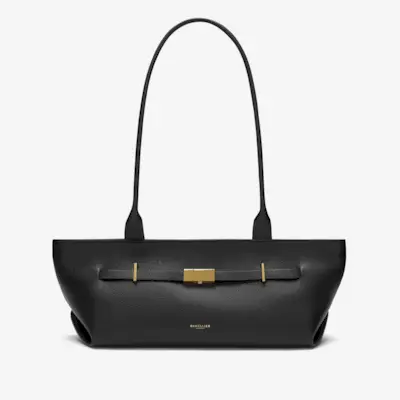 The New York Shoulder | Black Small Grain | Demellier