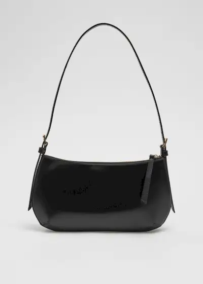 Glossed-Leather Shoulder Bag