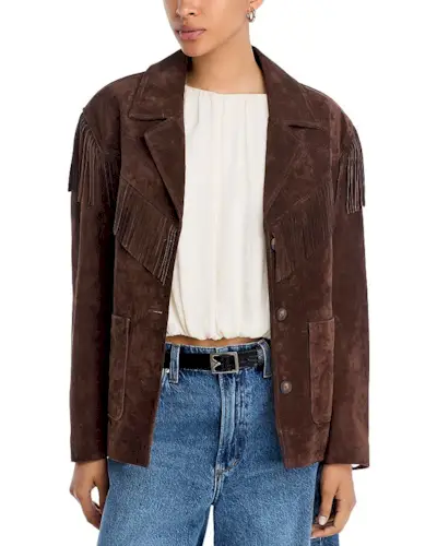 Faux Suede Fringe Jacket