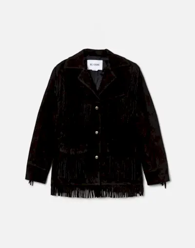 Suede Fringe Jacket - Black