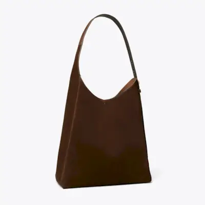 Romy Suede Hobo Bag in Brown, Size Os