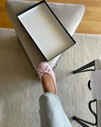 chanel baby pink ballerina flats