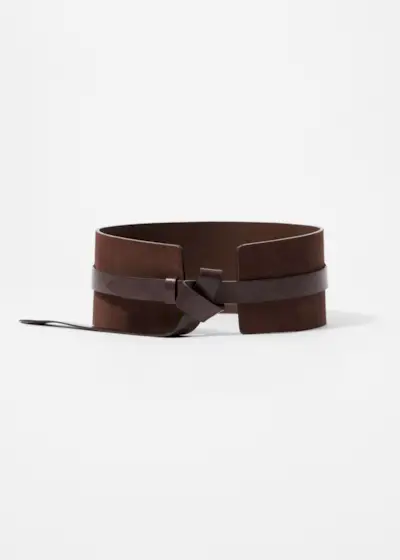 Leather-Trimmed Suede Waist Belt