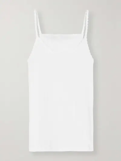 Pointelle-Knit Cotton-Jersey Tank