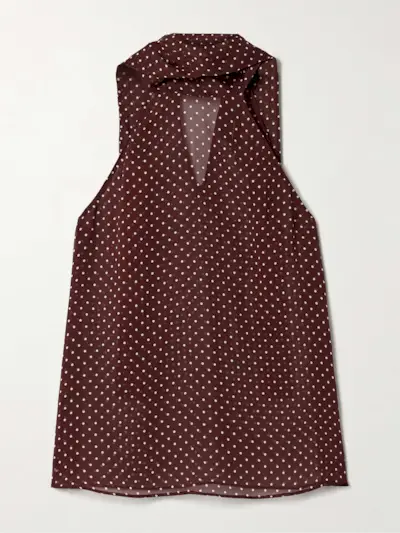 Alla Polka-Dot Silk-Chiffon Halterneck Tank