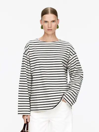 Long-Sleeve T-Shirt – Dark Blue/off White – Women – Arket Gb