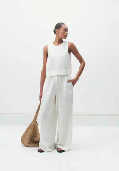 Linen Blend Petunia Wide Leg Trousers