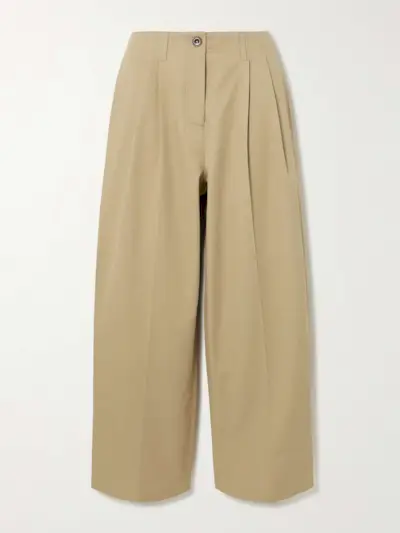 Organic Cotton-Twill Wide-Leg Pants