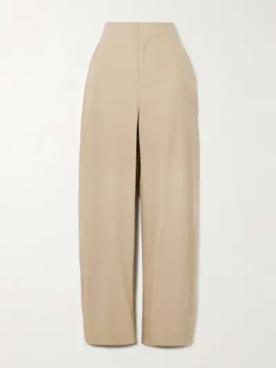 Cotton-Twill Barrel-Leg Pants