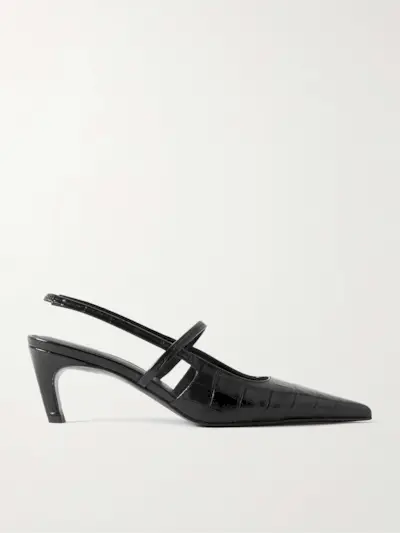 The Sharp Croc-Effect Leather Slingback Pumps