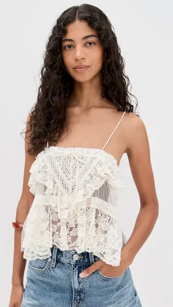 Free People Sofia Embroidered Tank