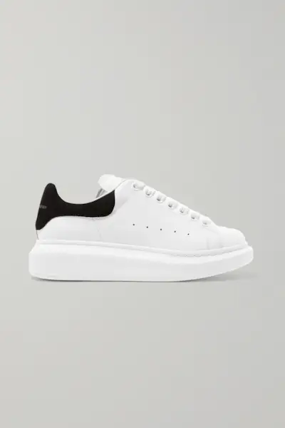Alexander McQueen + Leather Exaggerated-Sole Sneakers