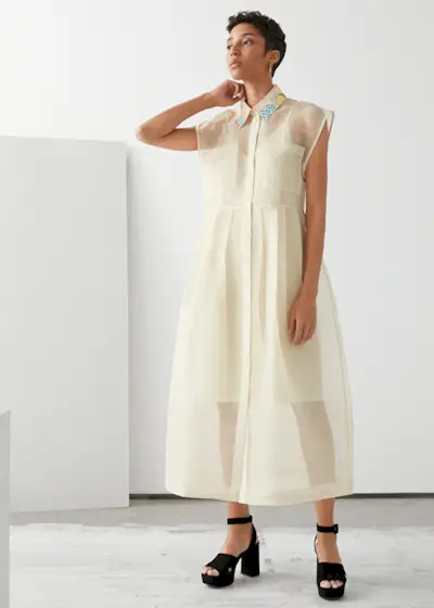 & Other Stories + Oversized Silk Shirt Midi Dress