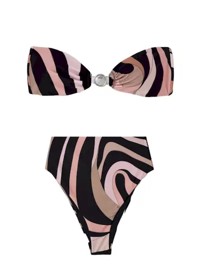 Mare Striped Metallic Crochet-Knit Bikini