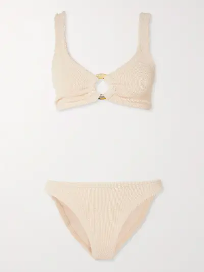 HUNZA G, Julia Embellished Seersucker Bikini