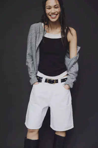 Long Denim Shorts – White – Women – Arket Gb