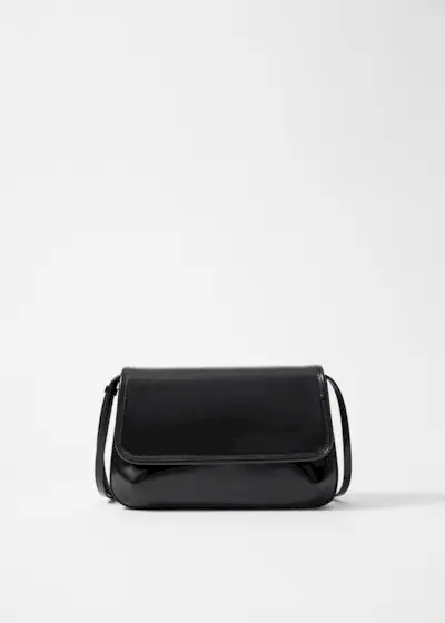 Glossed-Leather Crossbody Bag