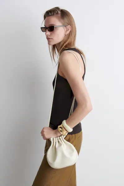 Gathered Pouch Bag - Leather