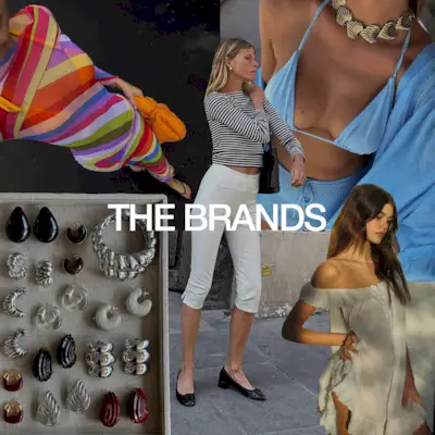 A collage of influencer imagery featuring the hottest vacation brands of 2025.