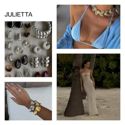 A collage of influencer imagery featuring the jewelry brand Julietta.