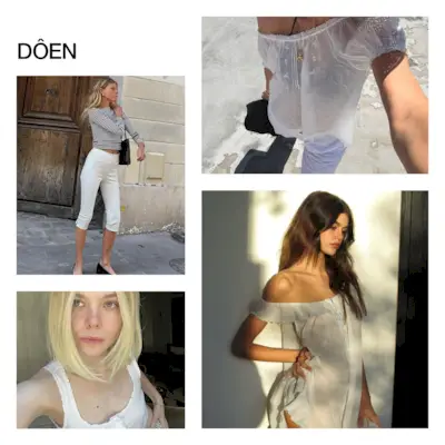 A collage of influencer imagery featuring Doen.