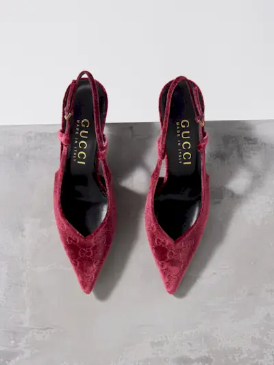 Priscilla 85 Gg-Debossed Velvet Pumps