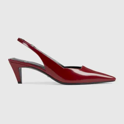 Gucci + Slingback Pump in Dark Red Leather