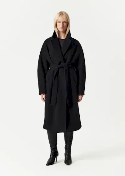 Voluminous Belted Wool Coat