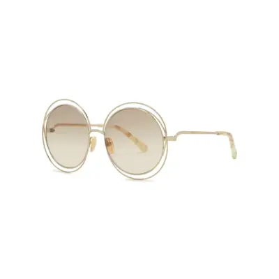 Chloé + Carlina Gold-Tone Round-Frame Sunglasses